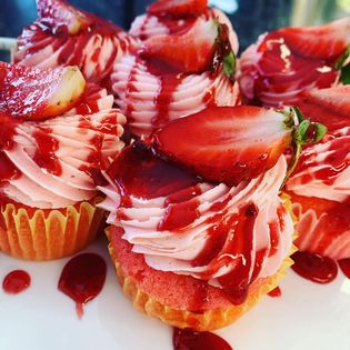 Strawberry Berry Drizzle Cupcake