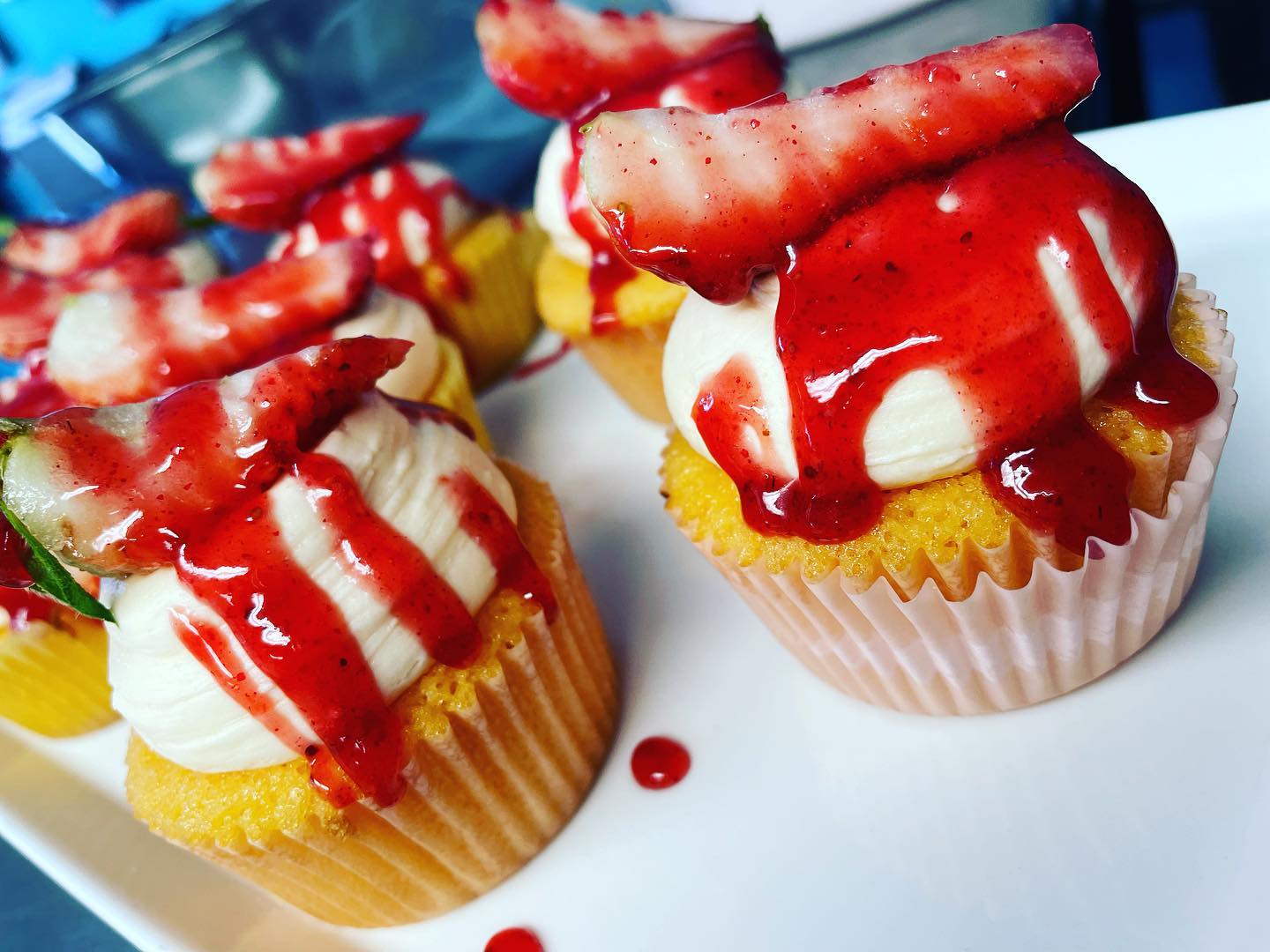 Orange Cream Berry Drizzle Cupcake