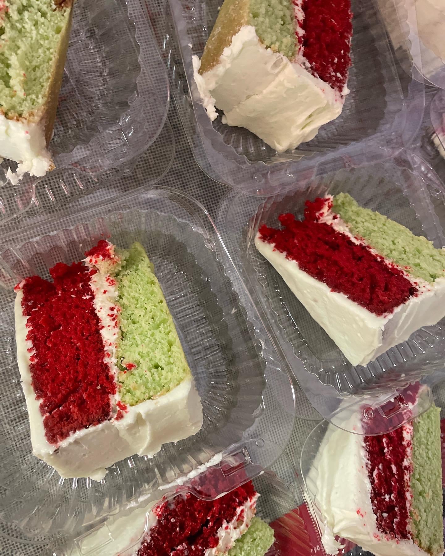 The Grinch cake slice